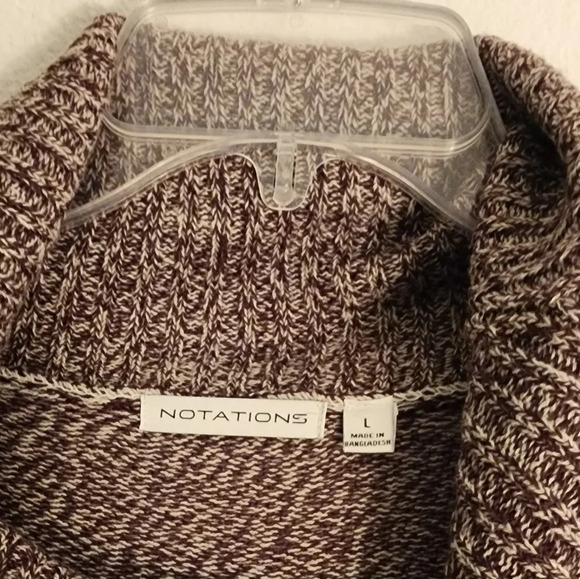 Notations Brown Cowl Neck Fringed Sweater   Size L - Picture 2 of 10